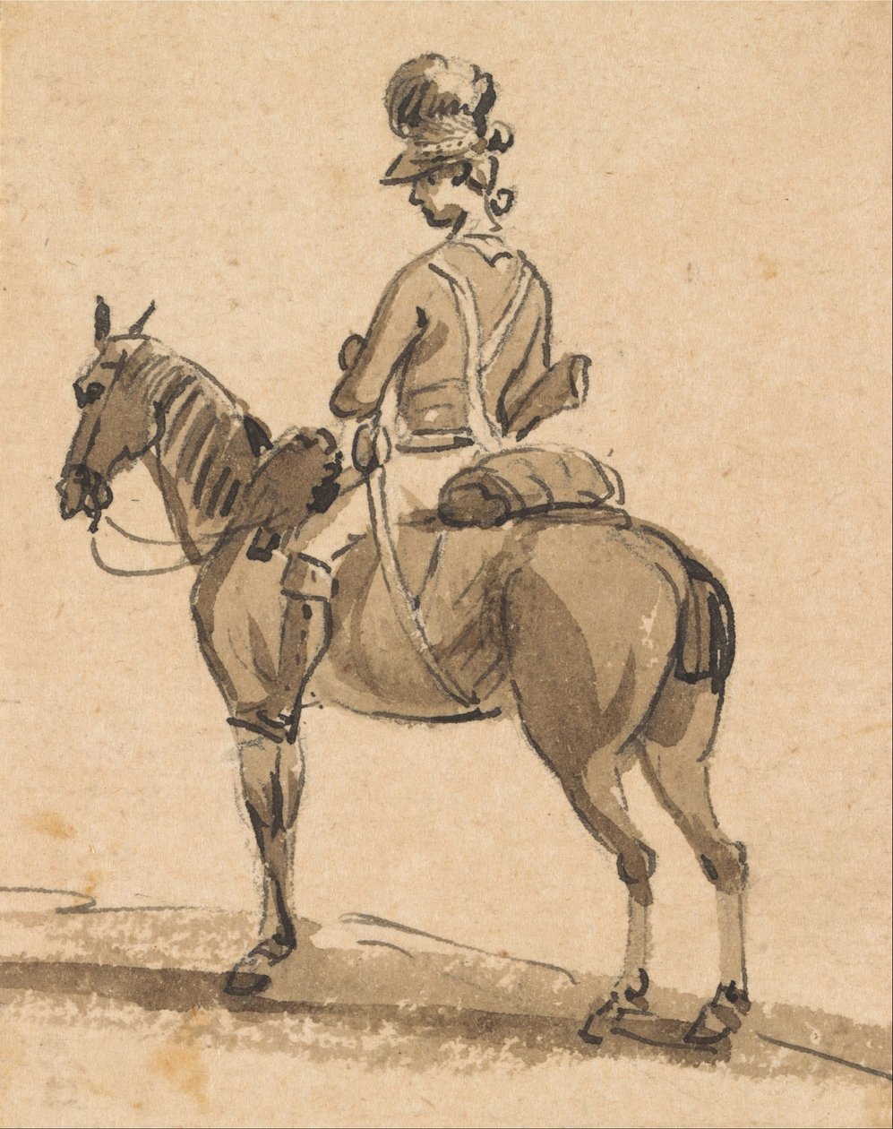 Leichter Dragoner, nach links gewandt von Paul Sandby