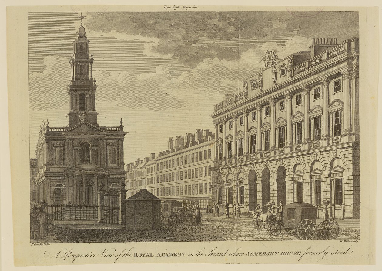 Perspektivische Ansicht der Royal Academy of Arts, graviert von W. Walker, 1795 von Paul Sandby
