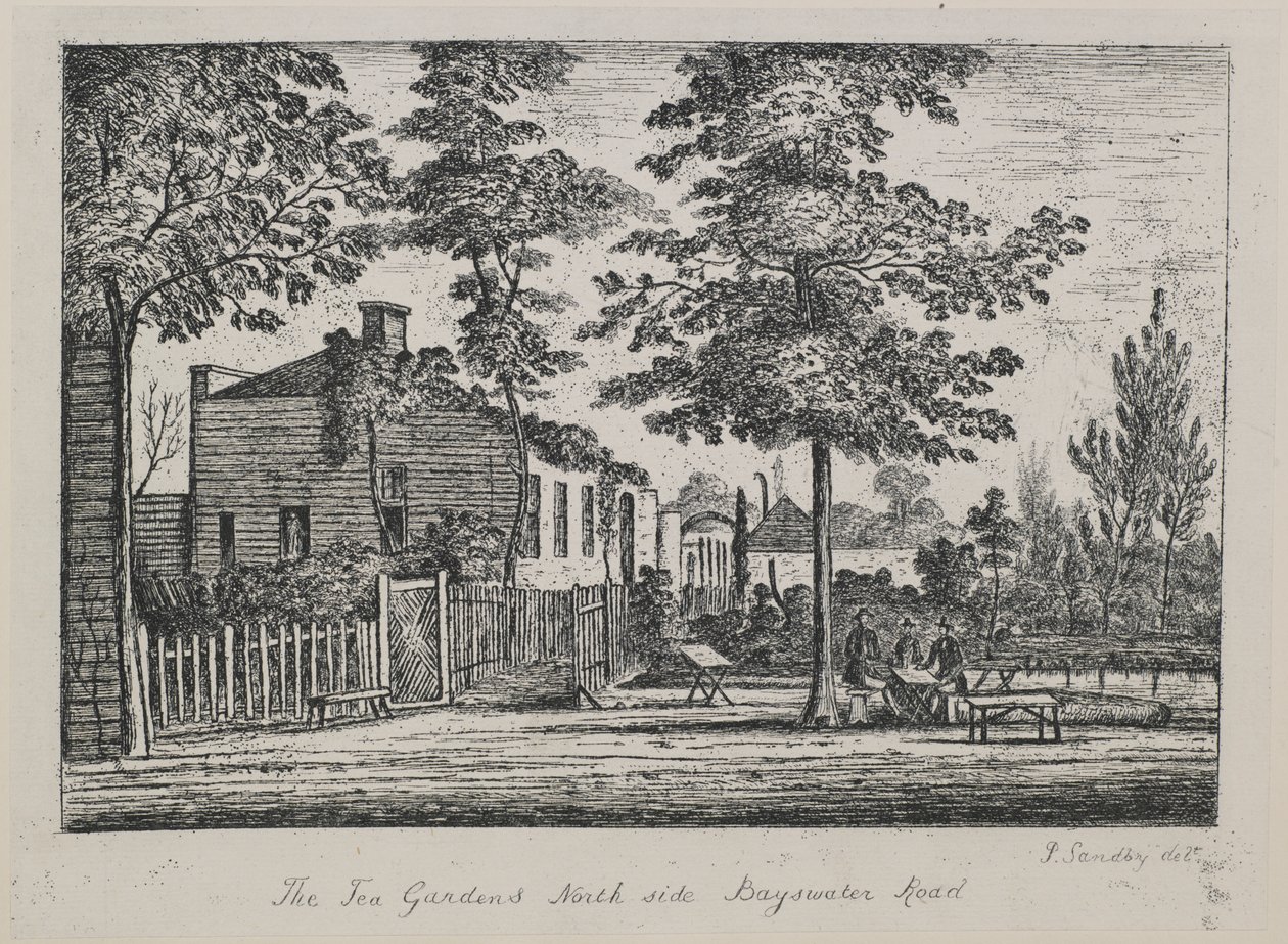 Die Teegärten, Nordseite Bayswater Road, ca. 1780 von Paul Sandby
