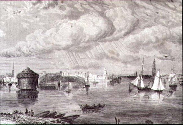 New Yorker Hafen in den 1860er Jahren (Stich) von Paul (after) Huet