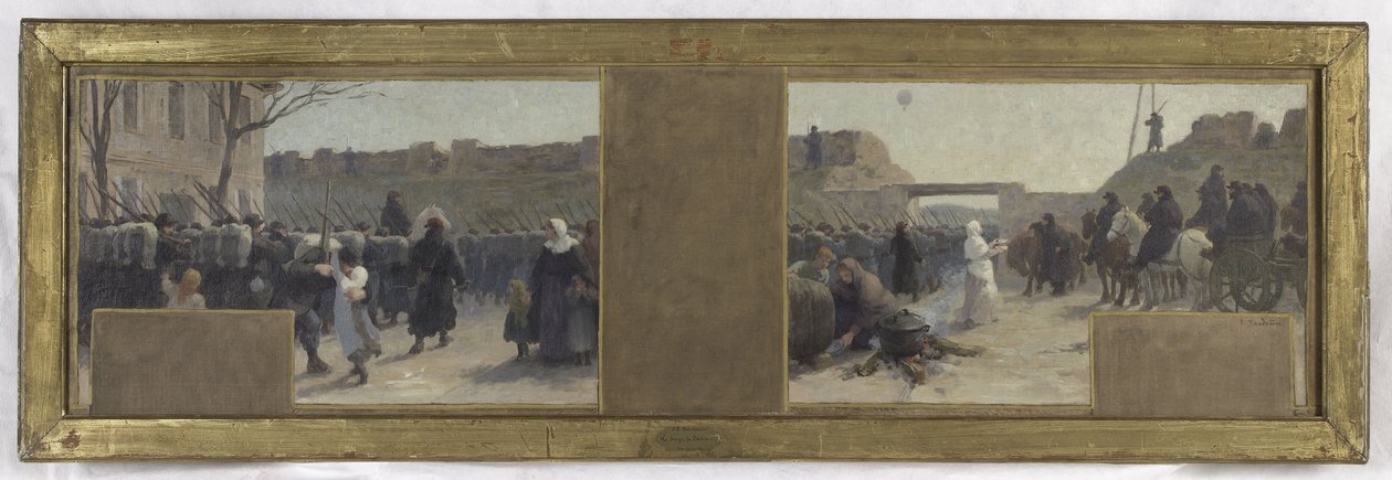 Skizze für das Büro des Präfekten im Hôtel de Ville: Truppenabzug während der Belagerung von Paris 1870 von Paul Albert Baudouin