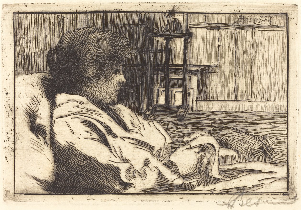 Frau liest im Atelier von Paul Albert Besnard