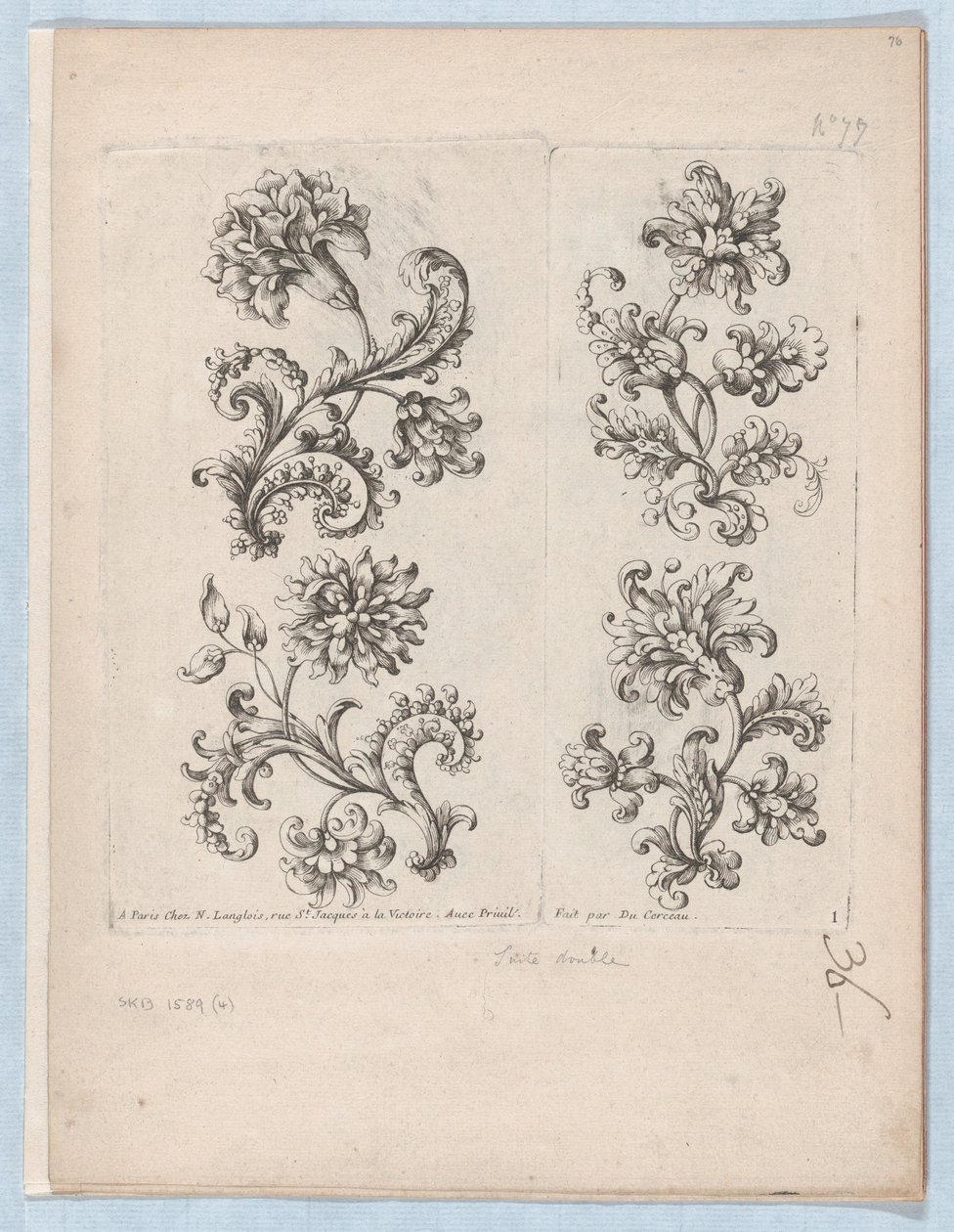Serie kleiner Blumenmotive, Platte 1, ca. 1670-85 von Paul Androuet Du Cerceau