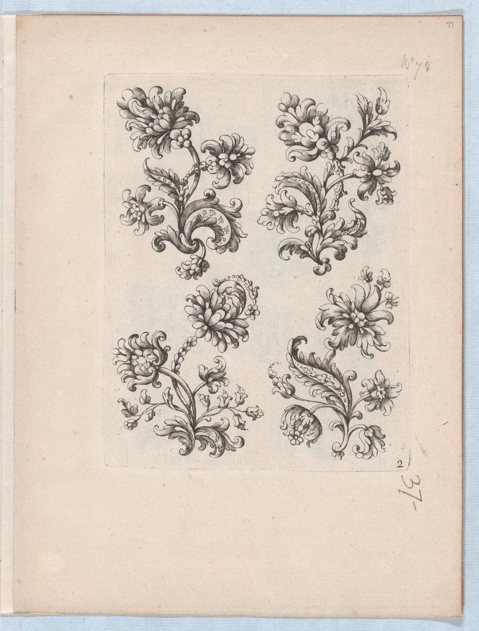 Serie kleiner Blumenmotive, Platte 2, ca. 1670-85 von Paul Androuet Du Cerceau