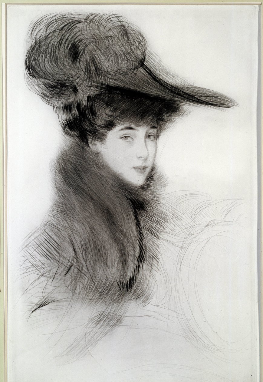 Porträt der Herzogin von Malborough. Zeichnung von Paul Helleu (1859-1927), 20. Jahrhundert. Bayonne, Musee Bonnat von Paul Cesar Helleu