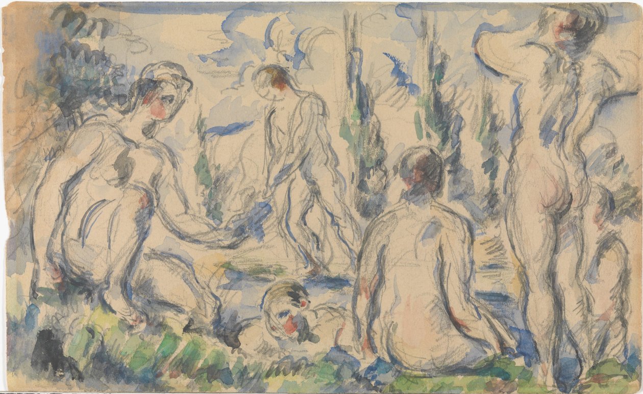 Badende (recto); Landschaft (verso) von Paul Cézanne