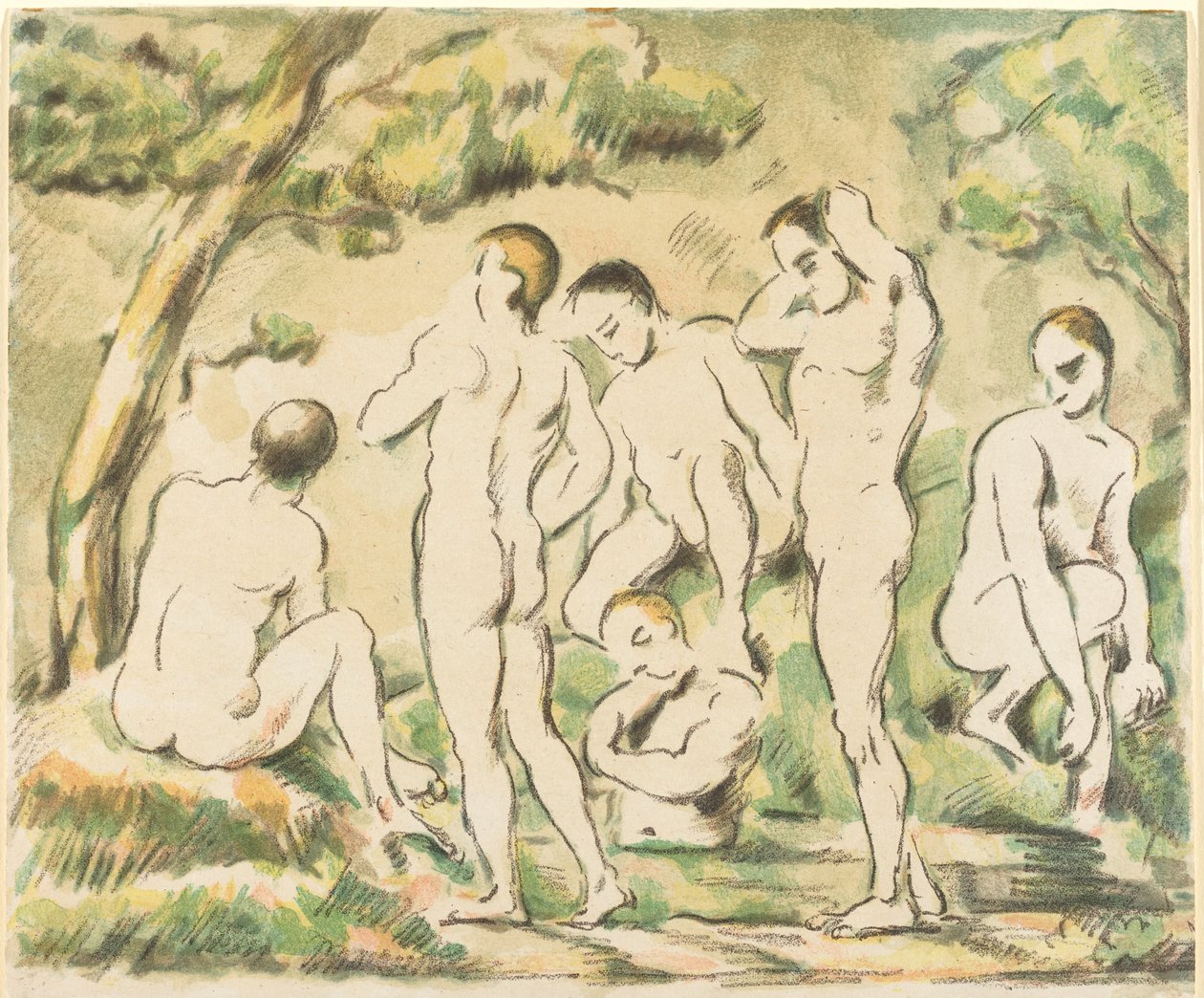 Die Badenden (Kleine Platte) von Paul Cézanne