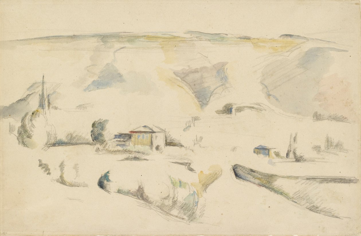Blick über ein Tal, spätes 19. Jahrhundert von Paul Cézanne