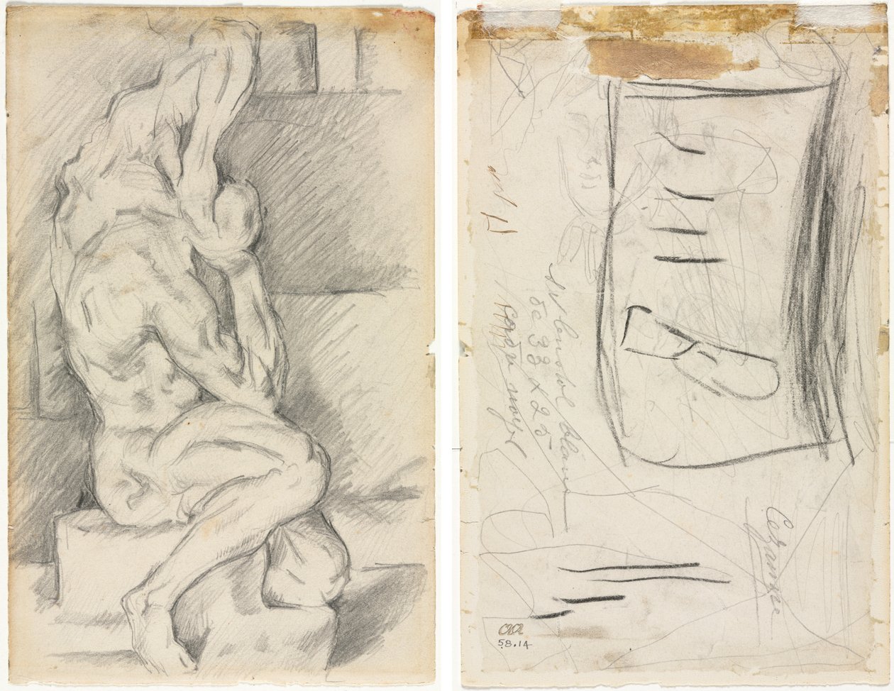 Skizze einer anatomischen Skulptur (recto) Skizze von Madame Cézanne (verso) von Paul Cézanne