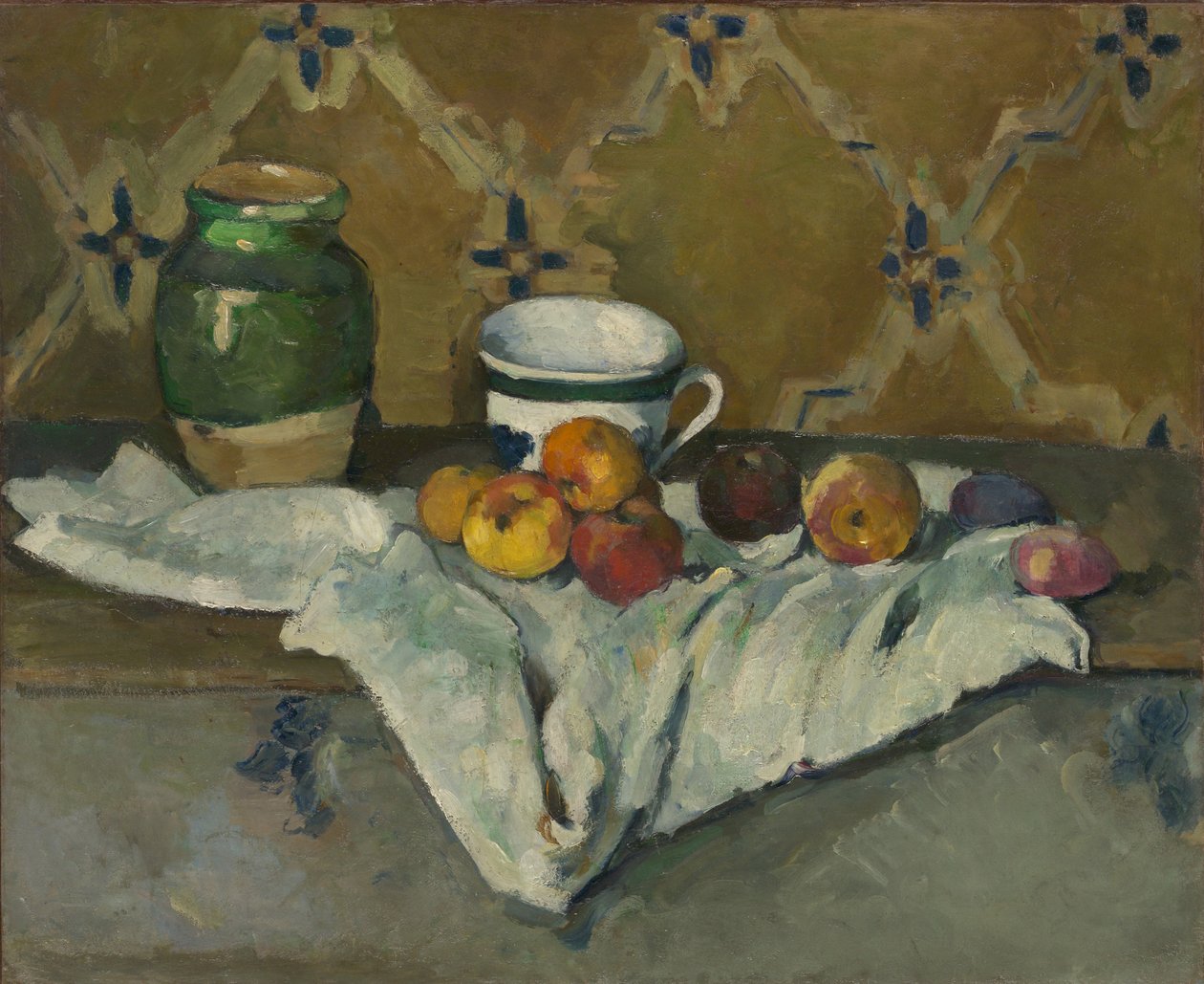 Stillleben mit Krug, Tasse und Äpfeln, ca. 1877 von Paul Cézanne