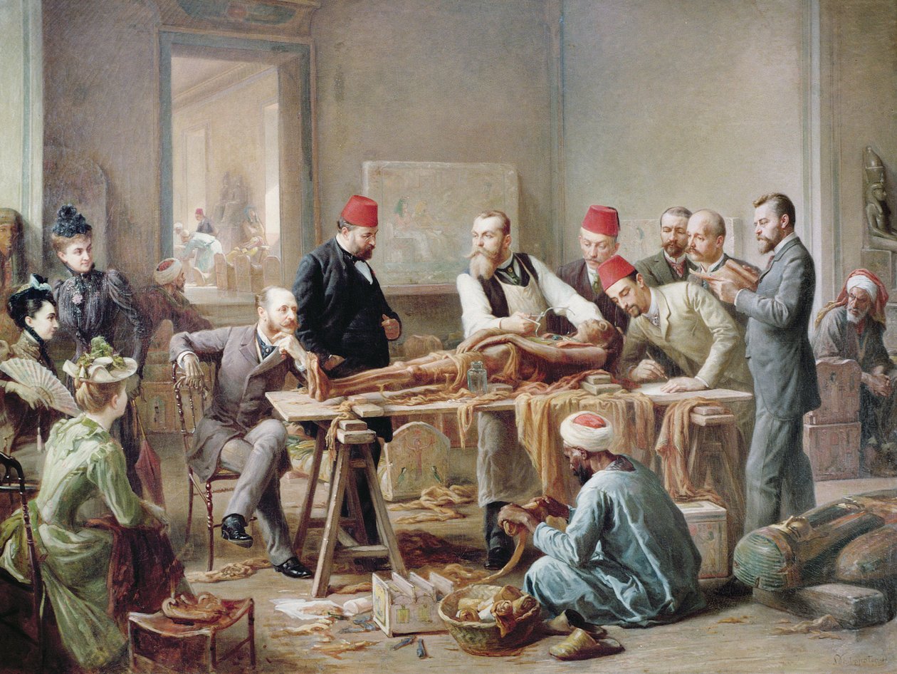 Untersuchung einer Mumie - eine Priesterin von Amun, ca. 1891 von Paul Dominique Philippoteaux