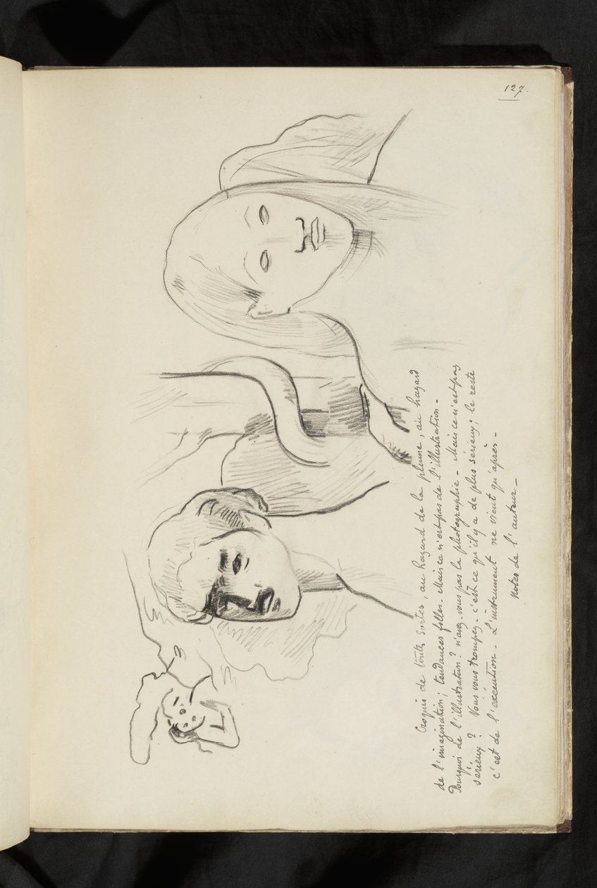 Avant et après - Text und Zeichnung von Adam und Eva mit der Schlange, die sich um den Baum hinter ihnen windet von Paul Gauguin