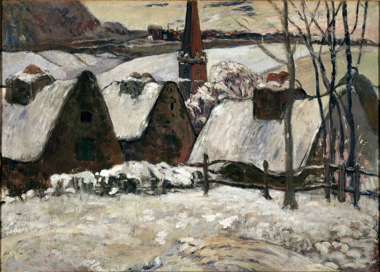 Bretonisches Dorf im Schnee von Paul Gauguin