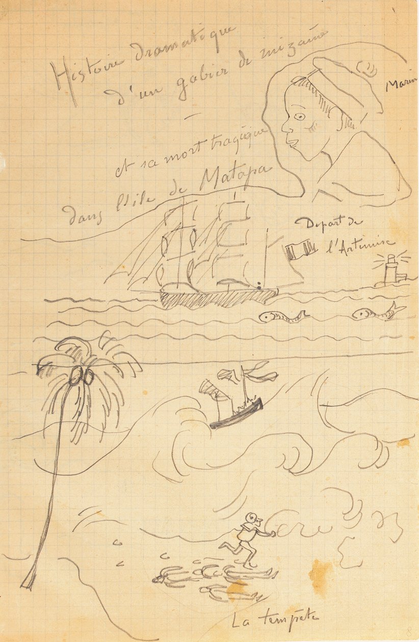 Zeichnung aus einem Album von Zeichnungen für den jungen Jacques Bousquet, Pont-Aven oder Le Pouldu, 1889-90 von Paul Gauguin