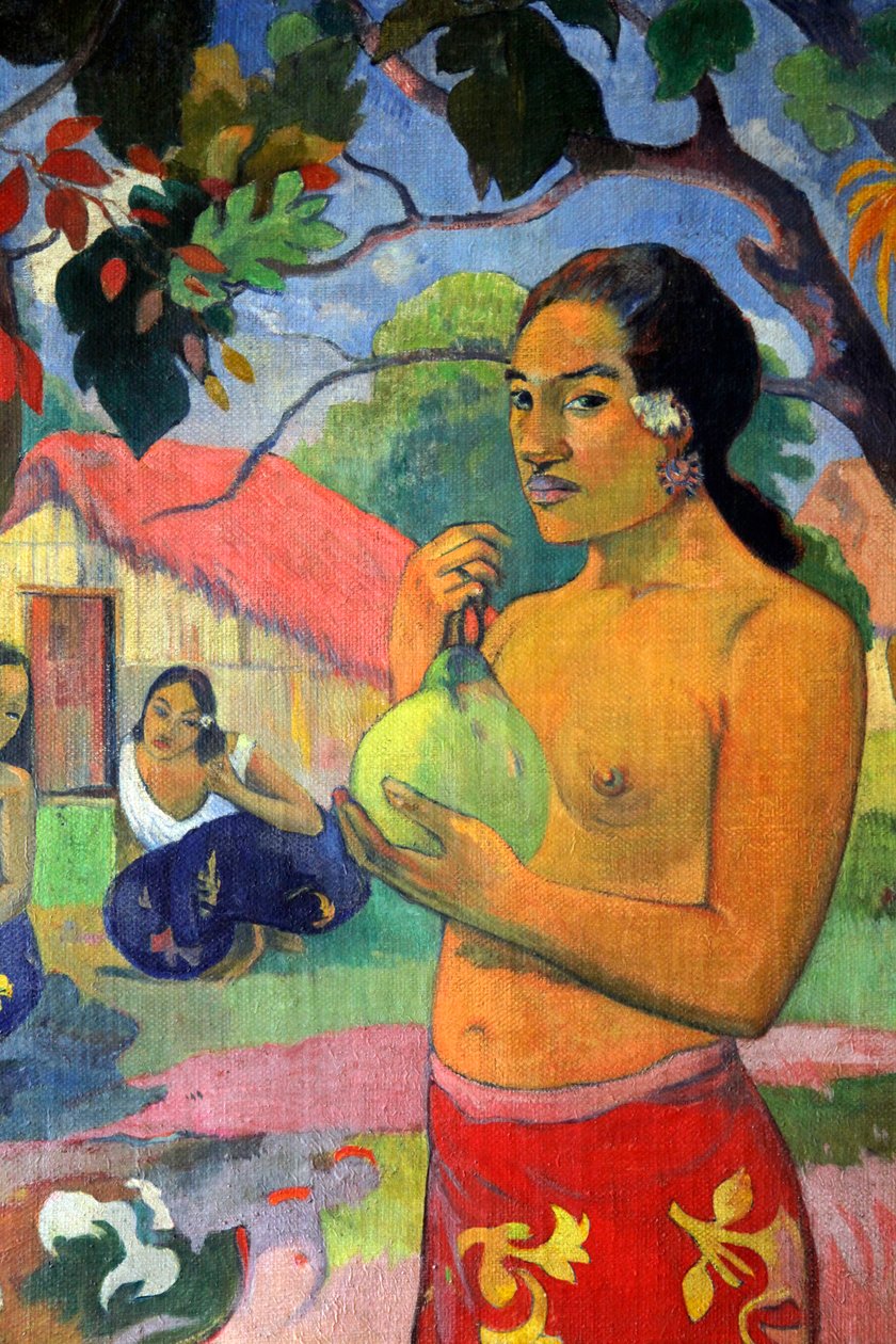 Eu haere ia oe Frau hält eine Frucht. Wohin gehst du, 1893 von Paul Gauguin