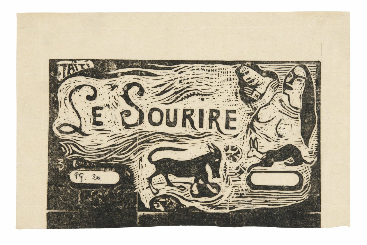 Fuchs, Büsten von zwei Frauen und ein Kaninchen, Kopfstück für Le sourire von Paul Gauguin