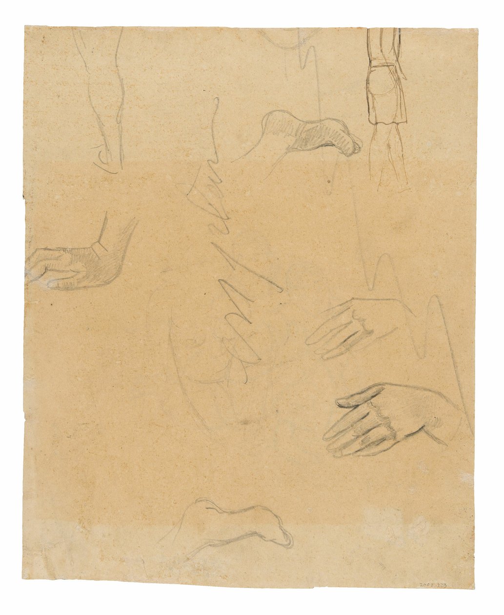 Skizzen von Figuren, Händen und Füßen (bezogen auf das Gemälde Aha oe feii? [Was! Bist du eifersüchtig?]) von Paul Gauguin