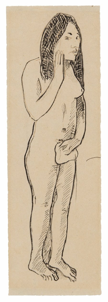 Tahitianische Eva (bezogen auf das Gemälde Parau ne te varua ino) (recto); Fragment einer Inschrift (bezogen auf Cahier pour Aline) (verso) von Paul Gauguin