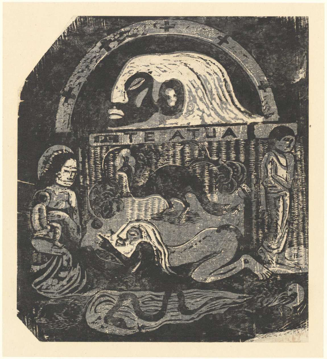 Te Atua Die Götter Kleine Platte, in oder nach 1895 von Paul Gauguin