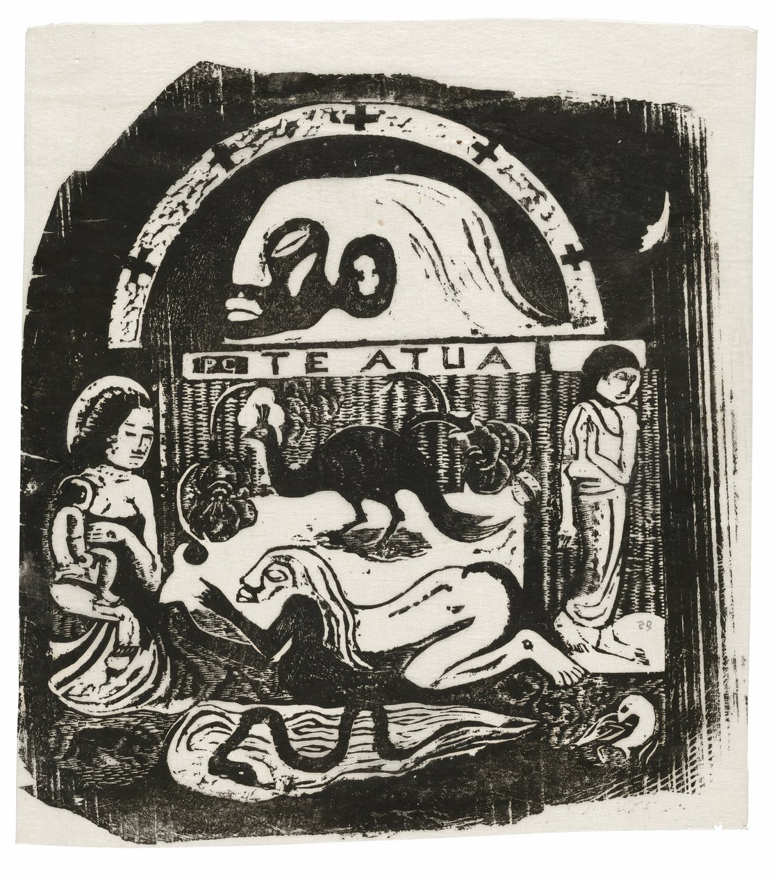 Te atua (Der Gott), aus der Suite der späten Holzschnittdrucke von Paul Gauguin
