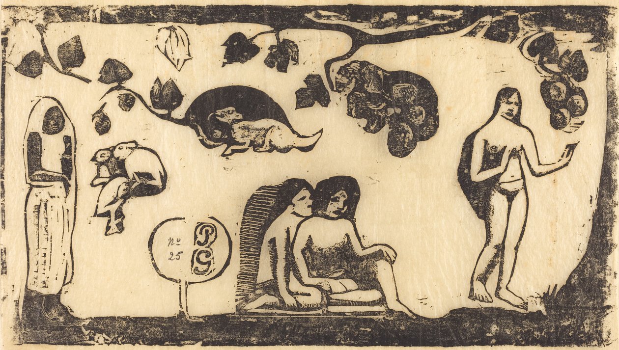 Frauen, Tiere und Laub, in oder nach 1895 von Paul Gauguin