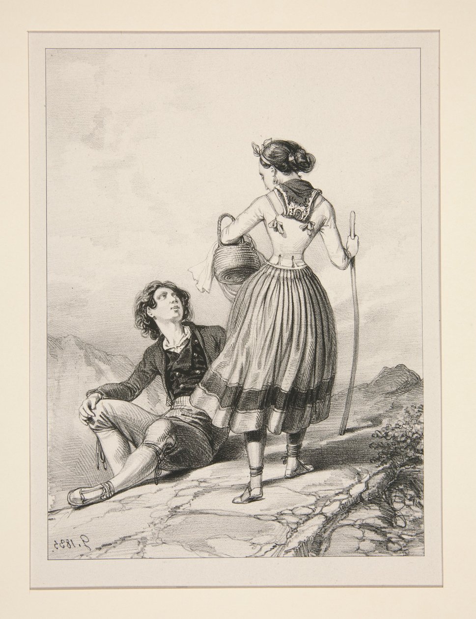 (Begegnung auf dem Berg) von Paul Gavarni