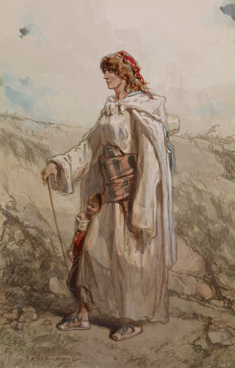Zigeunerin und Kind von Paul Gavarni