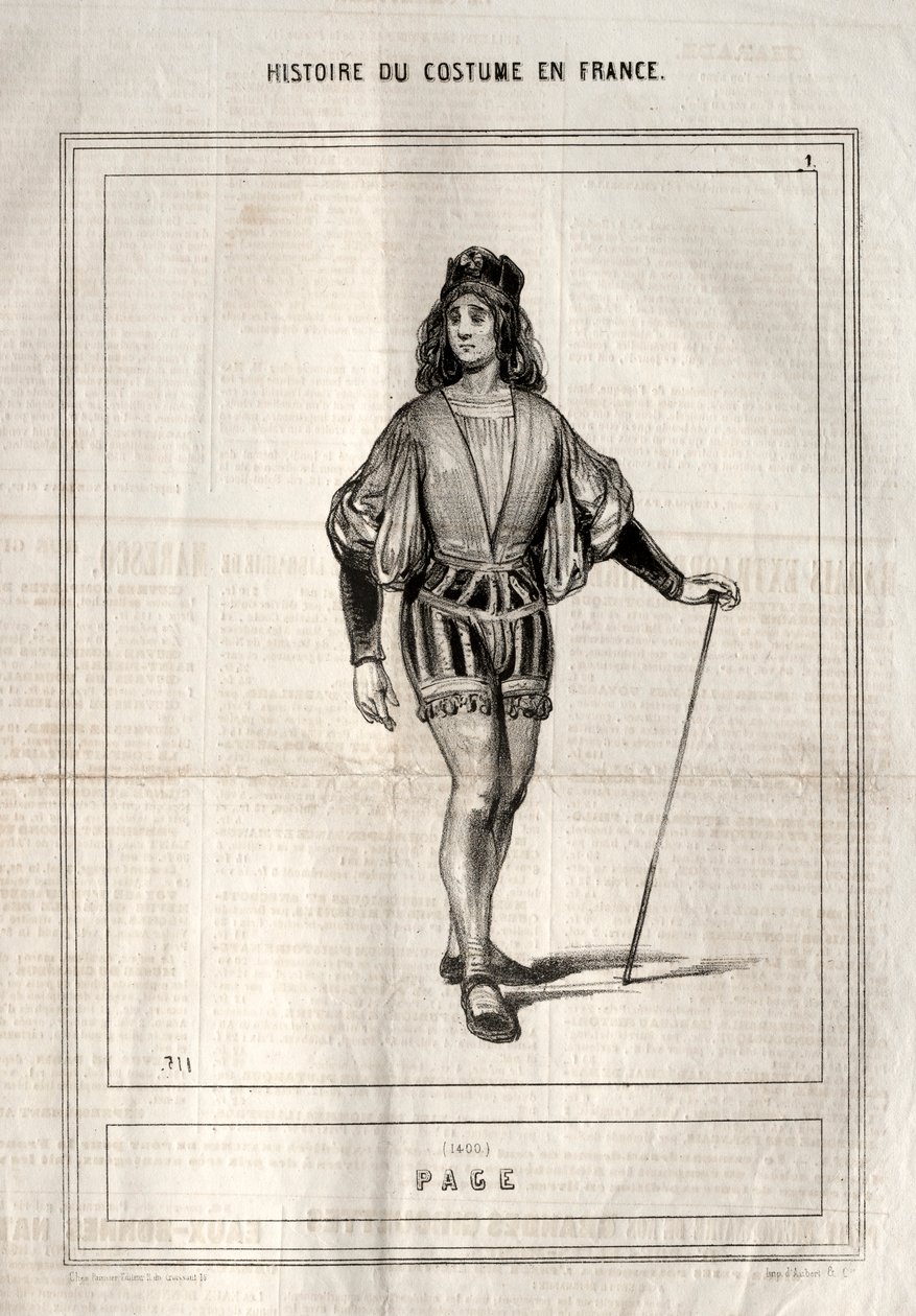 Historique du Costume en France: Page, 1843 von Paul Gavarni