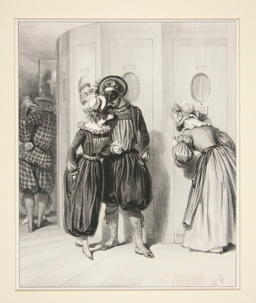 Der Korridor der Logen um Mitternacht von Paul Gavarni