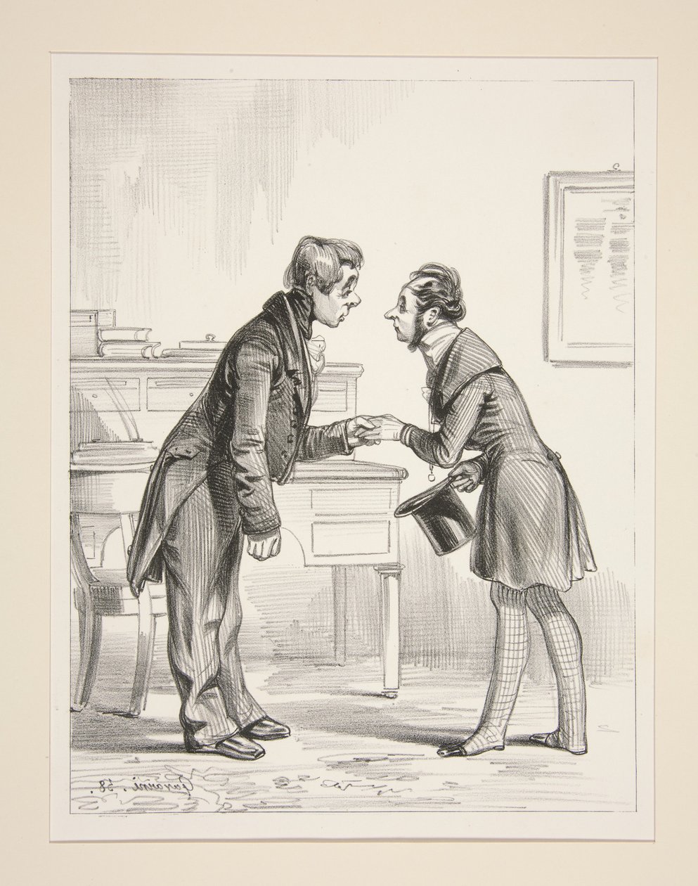 Der Abreisetag einer Garnison. Mein lieber Bürgermeister, wie geht es Ihnen?...und Madame?... von Paul Gavarni