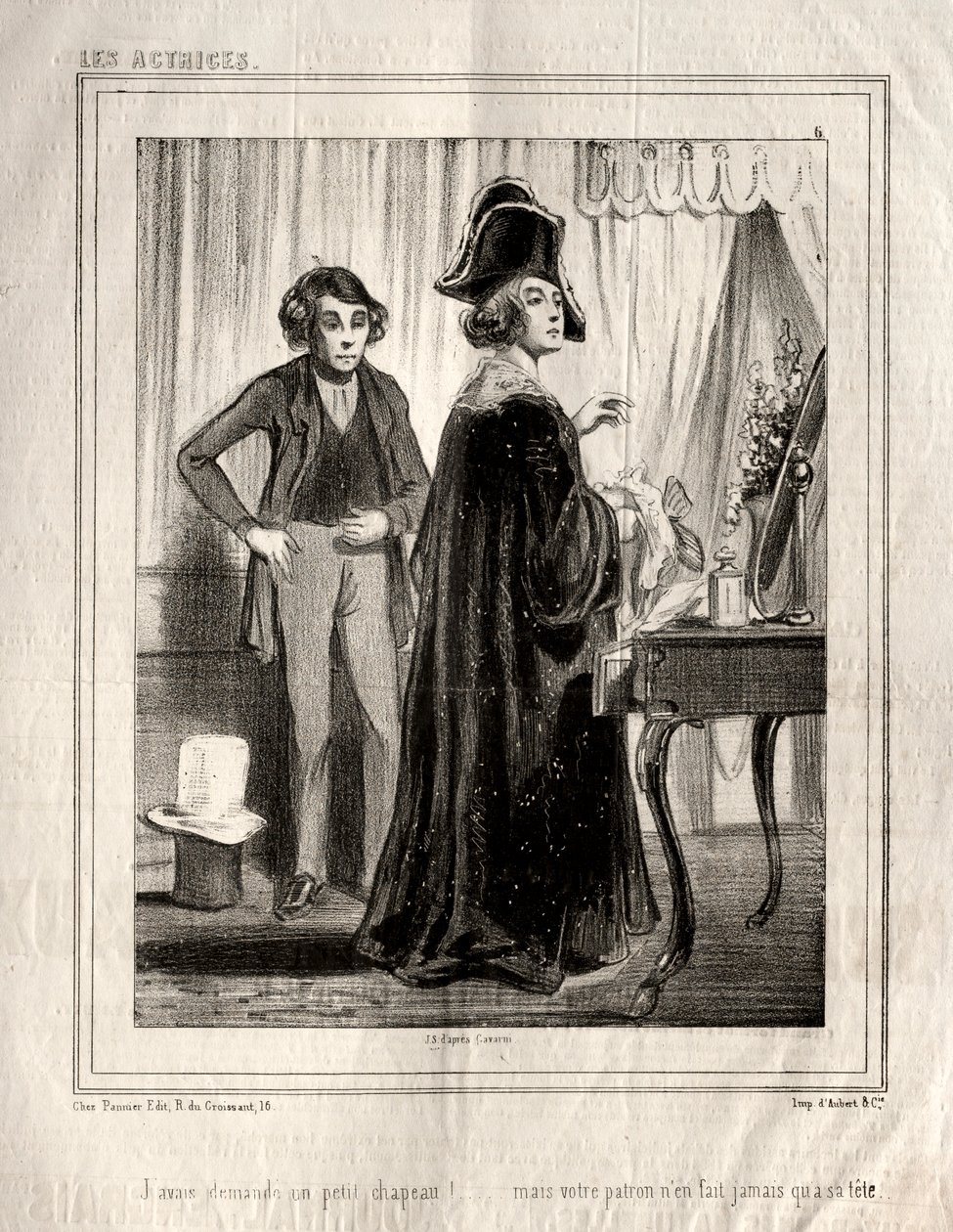 Les Actrices: Javais demandé un petit chapeau!, 1843 von Paul Gavarni