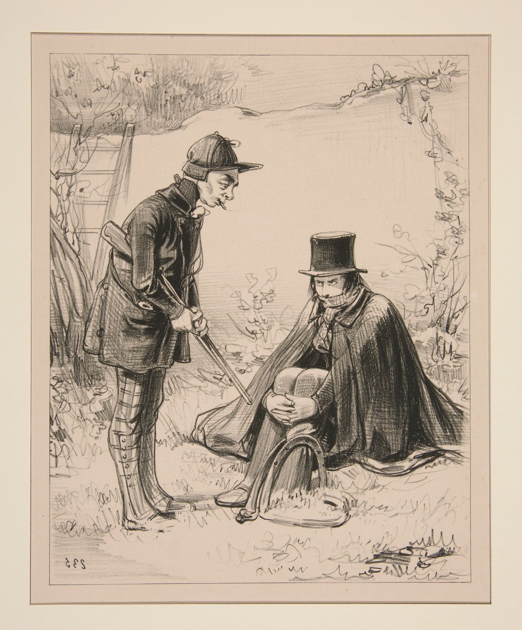 Herr Adrien, ein junger Mann aus der Nachbarschaft, hat sich heute Nacht das Bein eingeklemmt... von Paul Gavarni