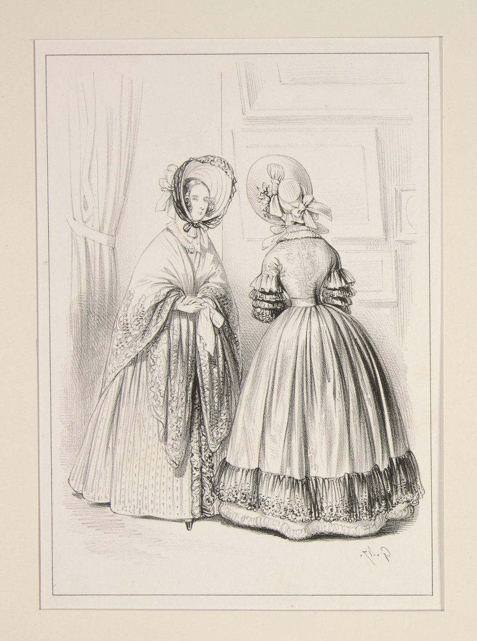 Moirékleid mit einem Spitzenvolant, ... von Paul Gavarni
