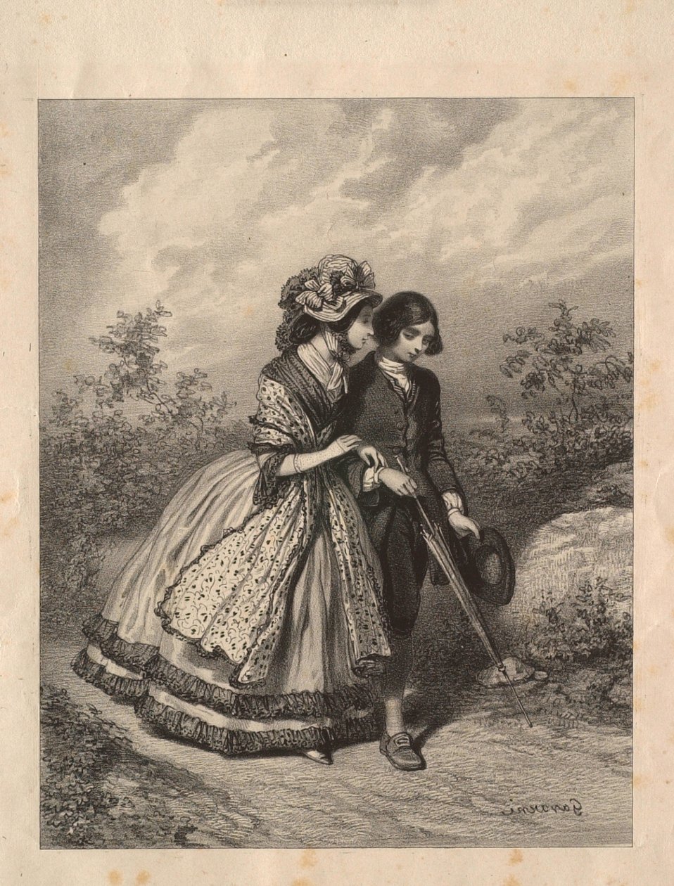 Rousseau und Madame de Larnage von Paul Gavarni