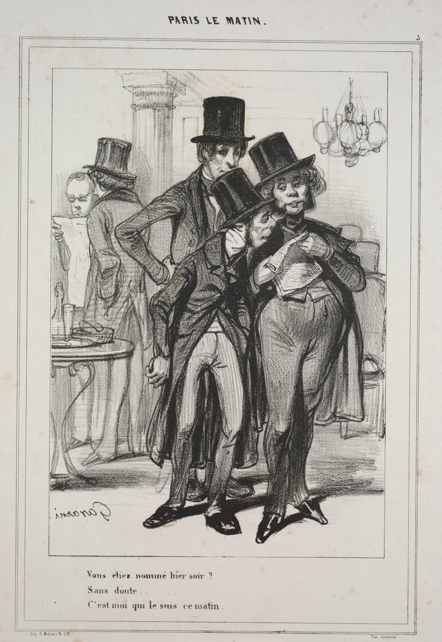 "Vous étiez nommé hier soir?..." aus der Serie Paris Le Matin von Paul Gavarni