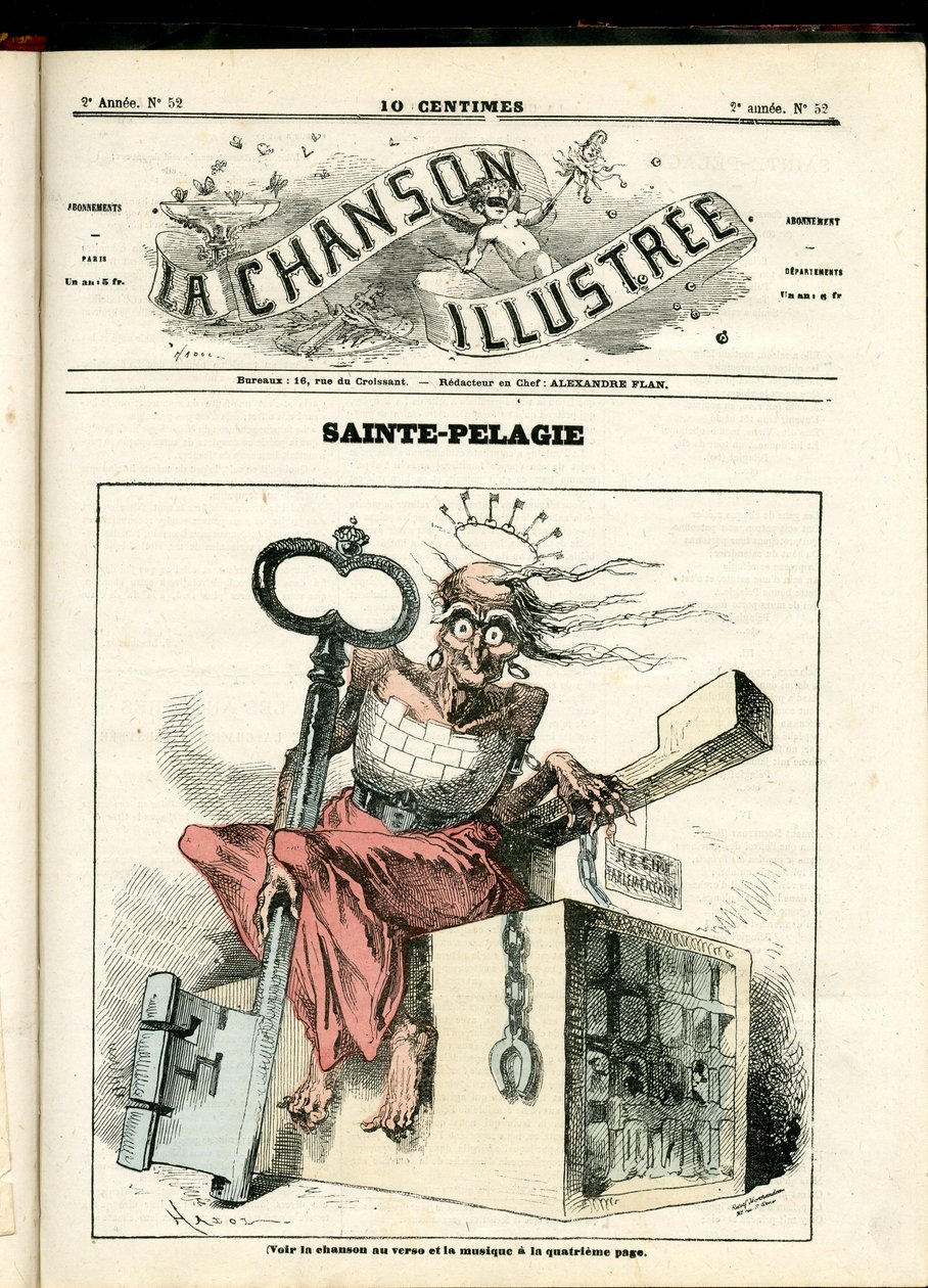 La Chanson illustrée (Zeitschrift), Nummer 52, Satirisch in Farben: Sainte Pélagie - Republikanisch, Gefängnisse, Sainte Pélagie - Illustration von Hadol (1835-1875) von Paul Hadol