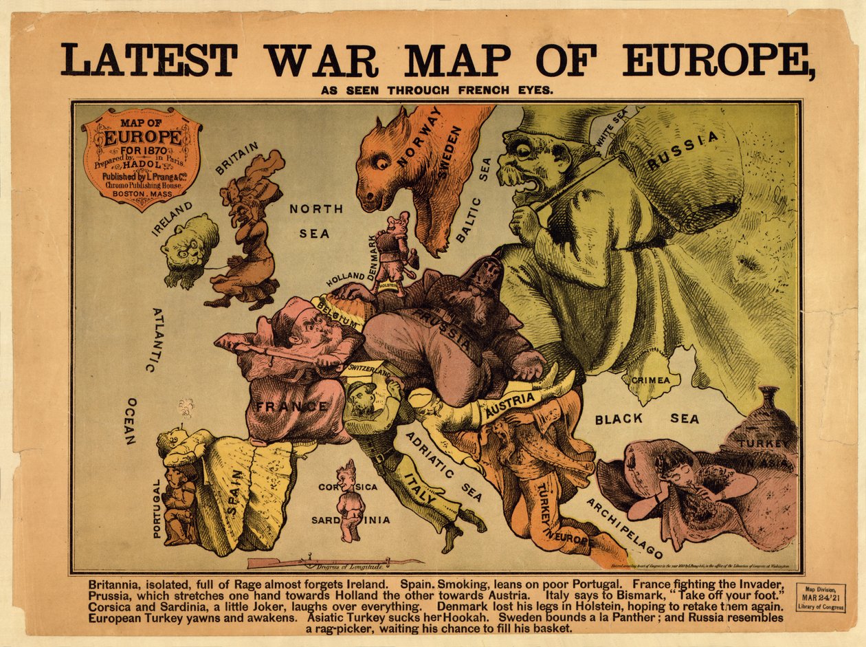 Neueste Kriegskarte von Europa: aus französischer Sicht von Paul Hadol