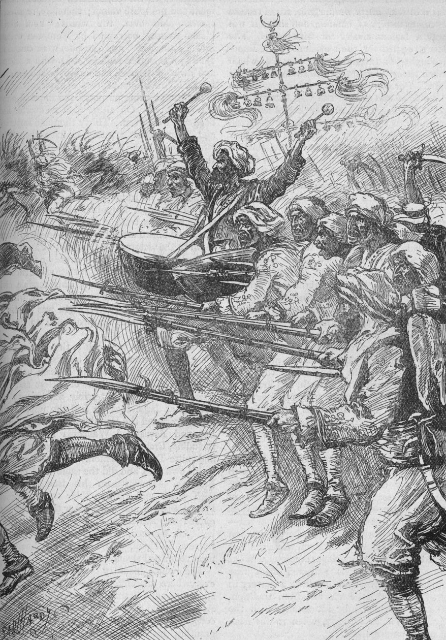Die Janitscharen stürmten mit voller Geschwindigkeit und aufgepflanzten Bajonetten, 1902 von Paul Hardy