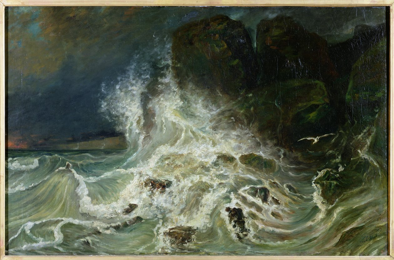 Brandung vor Granville Point im Ärmelkanal, 1853 von Paul Huet