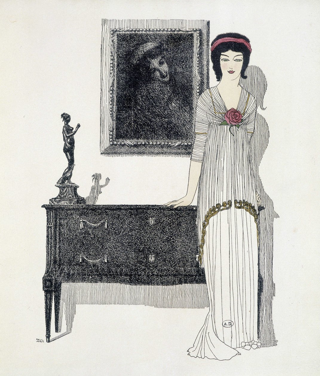 Kreation von Paul Poiret aus „Les Dresses de Paul Poiret“, Zeichnung von Paul Iribe. 1908 von Paul Iribe