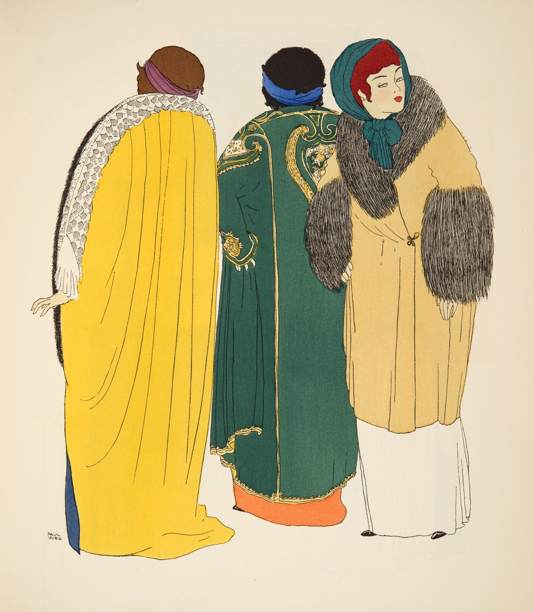 Drei Mäntel aus Les Robes de Paul Poiret, veröffentlicht 1908 von Paul Iribe