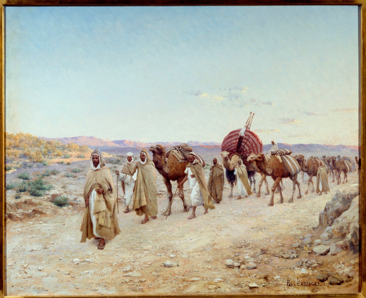 Eine Karawane in der Wüste nahe Biskra in Algerien im Jahr 1892 von Paul John Baptiste Lazerges