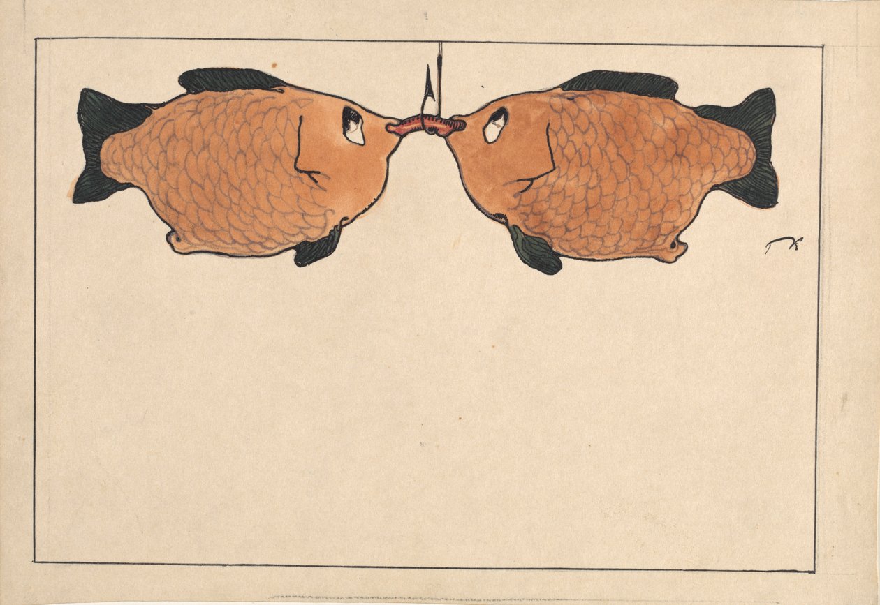 Zwei Fische, ein Haken, ein Wurm, 1901 von Paul Klee