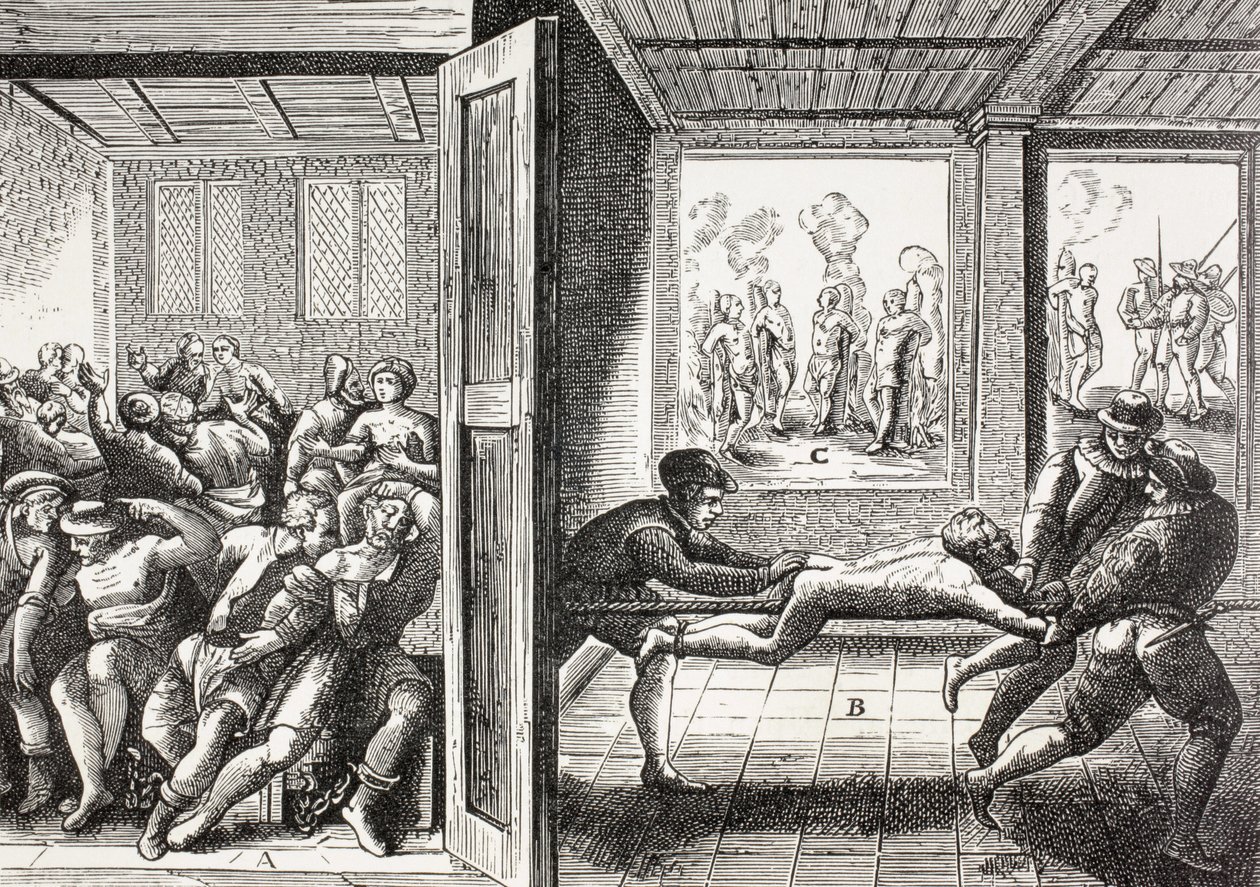 16. Jahrhundert Propaganda, die die Gewalt der französischen Hugenotten gegen die Katholiken im Süden Frankreichs darstellt von Paul Lacroix