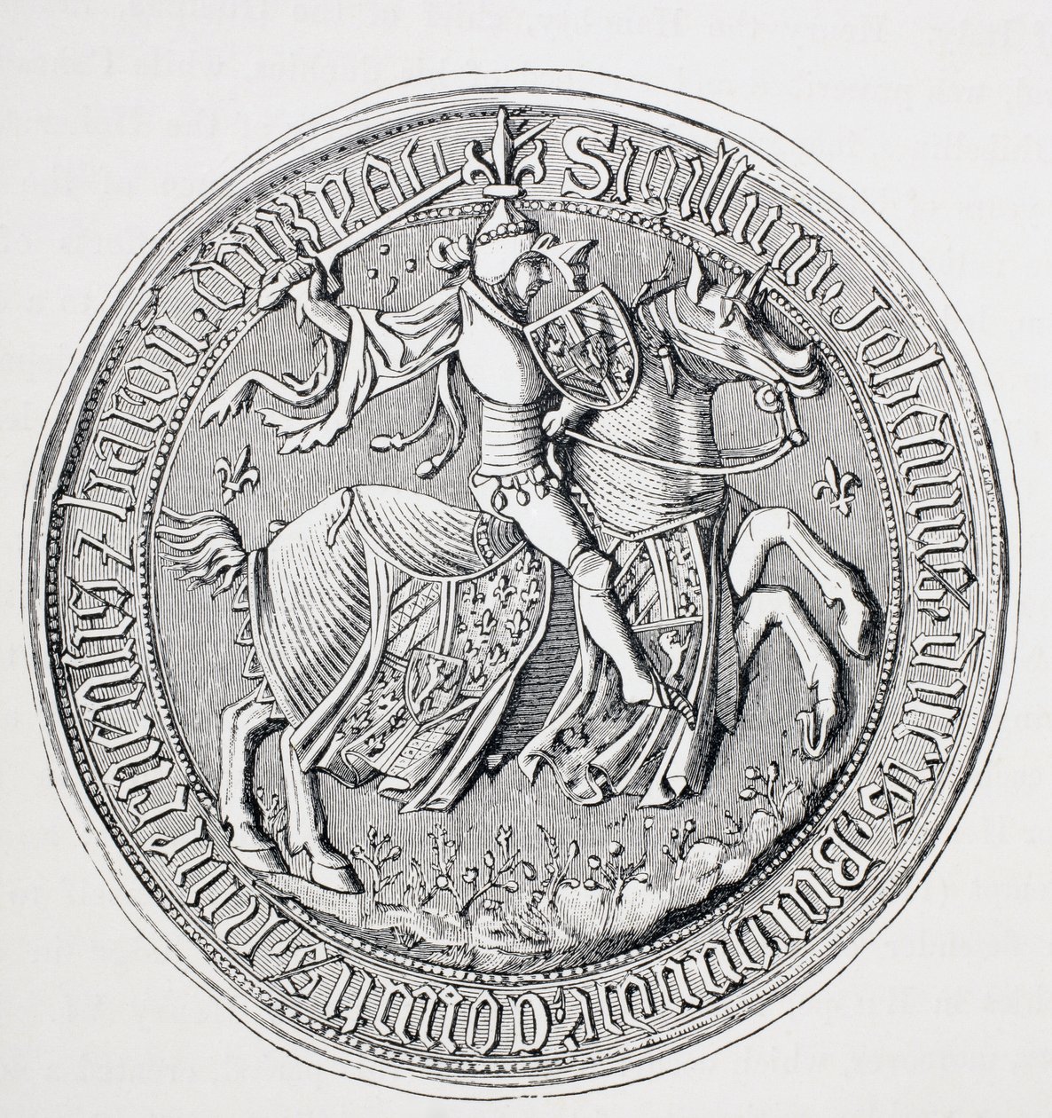 Siegel von Jean II., Herzog von Burgund, Graf von Nevers und Baron von Donzy 1371 - 1419 von Paul Lacroix