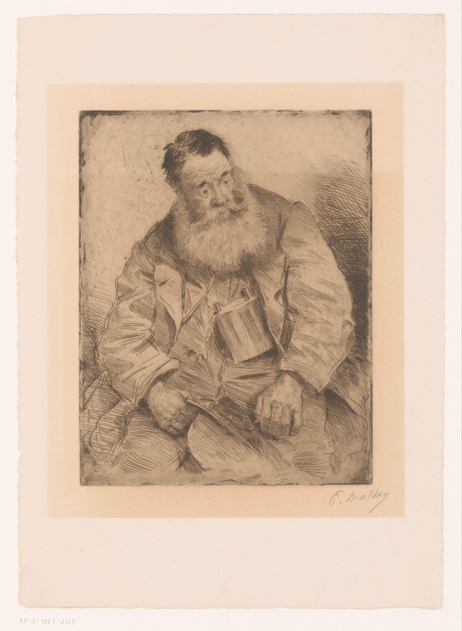 Porträt eines sitzenden Mannes mit Bart von Paul Mathey (signed by artist)