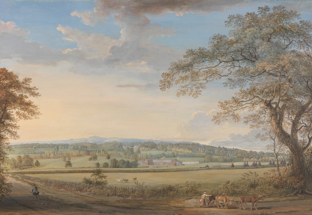Ansicht von Vinters bei Boxley, Kent, mit Mr. Whatmans Papiermühlen für türkisches Papier von Paul Sandby