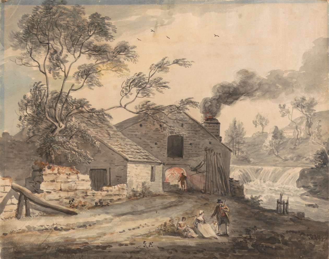 Eisenschmiede am Fluss Kent, Westmorland von Paul Sandby
