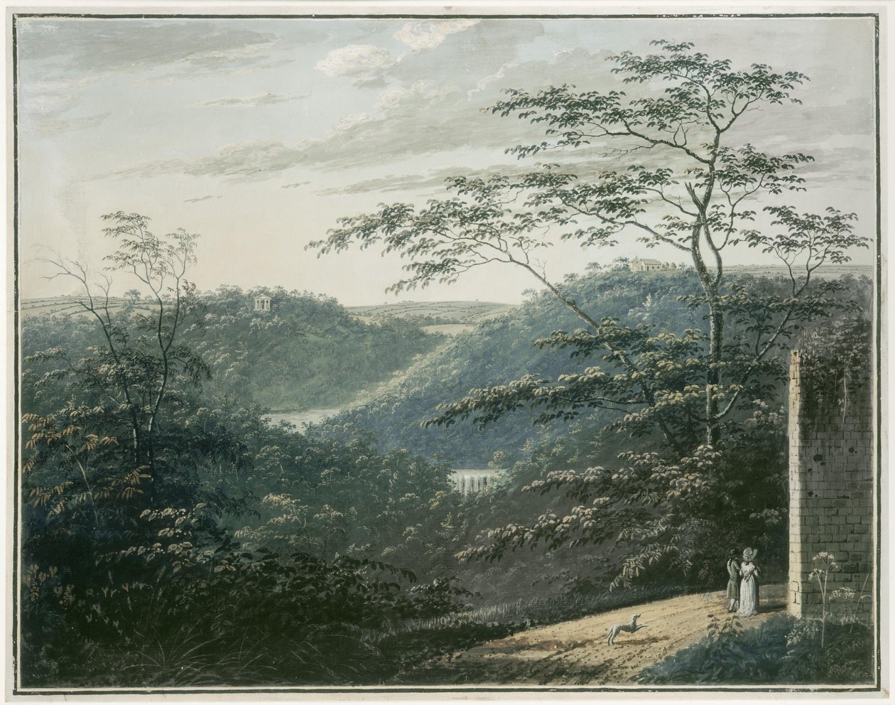 Landschaft mit Wasserfall und Tempel von Paul Sandby