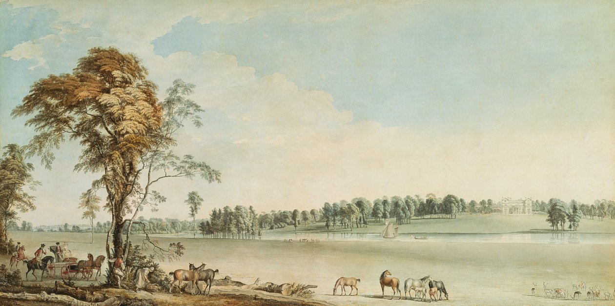 Nordwestansicht der Wakefield Lodge im Whittlebury Forest, Northamptonshire von Paul Sandby
